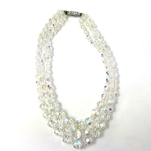 Fabulous Triple Strand Vintage 50s Aurora Borealis Crystal Necklace-Accessories, For Her-Brand Spanking Vintage