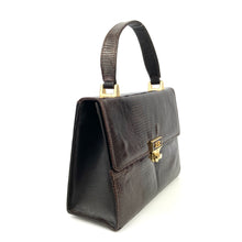 Load image into Gallery viewer, SALE Vintage 50s/60s Mappin & Webb Unused Chocolate Brown Lizard Skin Jackie O Bag, Top Handle Bag, Made In England-Vintage Handbag, Exotic Skins-Brand Spanking Vintage