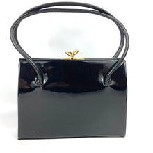 Load image into Gallery viewer, Vintage 60s Dainty Little Black Patent Leather Handag w/ Pearl Clasp And Fuchsia Silk Coin Purse By Waldybag in Original Box-Vintage Handbag, Top Handle Bag-Brand Spanking Vintage