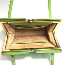 Load image into Gallery viewer, Vintage 50s 60s Lime Green Leather Twin Handled Classic Top Handle Bag with Suede Lining-Vintage Handbag, Kelly Bag-Brand Spanking Vintage