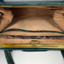 Load image into Gallery viewer, Vintage 1950s/60s Lodix Green Lizard Skin Classic Ladylike Handbag, Top Handle Bag, Made In England-Vintage Handbag, Exotic Skins-Brand Spanking Vintage