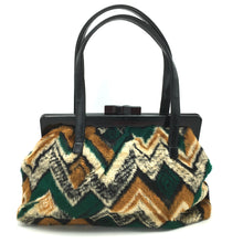 Load image into Gallery viewer, Vintage 70s large Chenille Carpet Bag, Overnight, Weekend, Work Bag w/Lucite Frame and by Weymouth American(WA) Made in UK-Vintage Handbag, Large Handbag-Brand Spanking Vintage