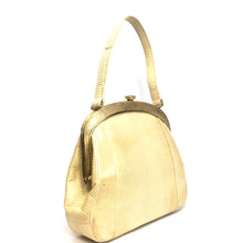 Load image into Gallery viewer, Vintage 50s/60s Dainty Buttercream Lizard Skin Top Handle Bag by Jane Shilton-Vintage Handbag, Exotic Skins-Brand Spanking Vintage