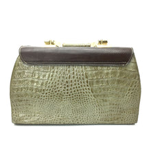 Load image into Gallery viewer, Vintage 70s Satchel Style Suede and Mock Croc/Lizard Leather Handbag in Browny/Green w/ Optional Long Shoulder Strap-Vintage Handbag, Large Handbag-Brand Spanking Vintage