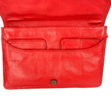 Load image into Gallery viewer, Vintage 70s/80s Unused Large Pillar Box Red Leather Clutch Bag With Optional Shoulder Strap by Tula-Vintage Handbag, Clutch Bag-Brand Spanking Vintage