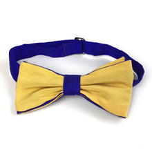 Load image into Gallery viewer, Gentleman's Silk Bow Tie Yellow and Cobalt Blue Handmade in UK by Hocus Pocus-Accessories, For Him-Brand Spanking Vintage
