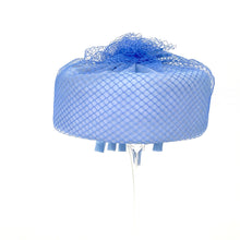 Load image into Gallery viewer, Vintage 50s 60s Pale Blue Chiffon Pill Box Hat w/ Veil-Accessories, For Her-Brand Spanking Vintage