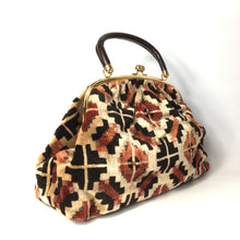 Load image into Gallery viewer, Vintage 70s Weymouth American Large Mary Poppins Chenille Carpet Bag Weekend Overnight Bag in Beige/Rust/Black-Vintage Handbag, Large Handbag-Brand Spanking Vintage