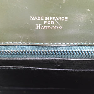 Vintage 60s 70s Fabulous Harrods Green Crocodile Skin Handbag/Shoulder Bag Made in France-Vintage Handbag, Exotic Skins-Brand Spanking Vintage