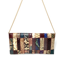 Load image into Gallery viewer, Vintage Multicoloured Snakeskin Patchwork Clutch Chain Bag J Perez Made in Spain-Vintage Handbag, Exotic Skins-Brand Spanking Vintage