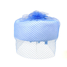 Load image into Gallery viewer, Vintage 50s 60s Pale Blue Chiffon Pill Box Hat w/ Veil-Accessories, For Her-Brand Spanking Vintage