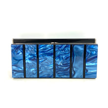 Load image into Gallery viewer, Vintage 90s Large Stunning Blue/Black Lapiz Lazuli Style Clutch/Chain Bag-Vintage Handbag, Clutch Bag-Brand Spanking Vintage
