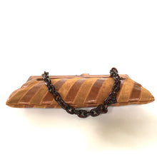 Load image into Gallery viewer, Vintage 70s/80s Clutch w/ Lucite Chain Link Shoulder Strap and Frame w/ Chunky Lucite Clasp in Caramel Suede And Leather Made in Italy-Vintage Handbag, Clutch Bag-Brand Spanking Vintage