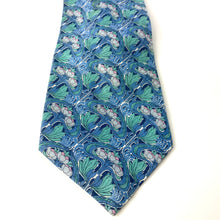 Load image into Gallery viewer, Vintage Tana Lawn Cotton Tie by Liberty of London in Art Nouveau Design Blues/Green/Grey/Ivory-Accessories, For Him-Brand Spanking Vintage
