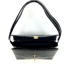 Load image into Gallery viewer, Vintage 80s/90s Harrods Black Patent Leather Faux Crocodile Print Handbag/Shoulder Bag-Vintage Handbag, Large Handbag-Brand Spanking Vintage