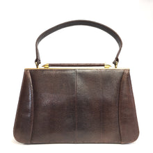 Load image into Gallery viewer, Vintage Marquessa 50s/60s Dark Chocolate Lizard Skin Top Handle Bag Unused-Vintage Handbag, Exotic Skins-Brand Spanking Vintage