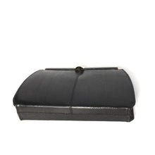 Load image into Gallery viewer, Vintage Dainty Black Lizard Skin Clutch Bag Fold Out Gilt Chain Made In England-Vintage Handbag, Exotic Skins-Brand Spanking Vintage