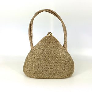 Vintage 50s Luxurious Gold Glitter Waldybag Evening Bag w/ Silk Lining-Vintage Handbag, Evening Bag-Brand Spanking Vintage