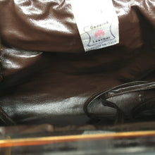 Load image into Gallery viewer, Vintage 70s/80s Caramel/ Dark tan Leather Faux Croc Clutch Bag w/ Fold Out Shoulder Strap, Made in Italy-Vintage Handbag, Clutch Bag-Brand Spanking Vintage