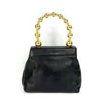 Load image into Gallery viewer, Vintage 80s/90s Elegant Black Leather Gilt Handle Bag by Lisetta Paoletti Made in Italy-Vintage Handbag, Dolly Bag-Brand Spanking Vintage