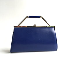 Load image into Gallery viewer, Vintage 70s Bright Blue Leather and Snakeskin 3 Way Clutch Bag with Fold Out Handle and Shoulder Chain-Vintage Handbag, Clutch Bag-Brand Spanking Vintage