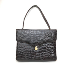 Load image into Gallery viewer, Vintage 50s 60s Exquisite Rich Chocolate Porosus Crocodile Skin Jackie O Handbag-Vintage Handbag, Exotic Skins-Brand Spanking Vintage