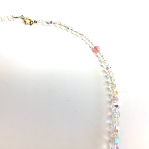 Vintage 50s Aurora Borealis Graduated Crystal Glass Bead Necklace with Gilt Clasp-Accessories, For Her-Brand Spanking Vintage