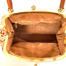 Load image into Gallery viewer, Vintage 70s, Stylish Very Large Carpet Bag/Overnight/Work Bag In 'Mary Poppins' Style In Golden Beige and Rust-Vintage Handbag, Large Handbag-Brand Spanking Vintage