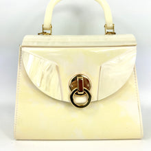 Load image into Gallery viewer, Vintage 80s Cream Faux Leather and Lucite Jackie O Style Handbag w/ Shoulder Strap-Vintage Handbag, Kelly Bag-Brand Spanking Vintage