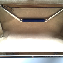 Load image into Gallery viewer, Vintage 70s Bright Blue Leather and Snakeskin 3 Way Clutch Bag with Fold Out Handle and Shoulder Chain-Vintage Handbag, Clutch Bag-Brand Spanking Vintage