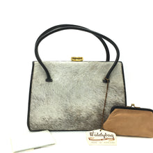 Load image into Gallery viewer, Vintage Handbag 50s Unused With Tags In Black Leather And Ponyskin w/ Matching Purse By Waldybag-Vintage Handbag, Exotic Skins-Brand Spanking Vintage