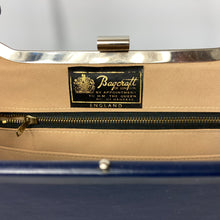 Load image into Gallery viewer, Vintage 50s/50s Large Classic Handbag, Top Handle Bag in Royal Blue w/Chrome Frame by Bagcraft-Vintage Handbag, Kelly Bag-Brand Spanking Vintage