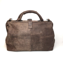 Load image into Gallery viewer, Vintage 80s Leather Faux Lizard Style Taupe Holdall/Overnight Bag/Carpet Bag Style Grip w/ Shoulder Strap Made in India-Vintage Handbag, Large Handbag-Brand Spanking Vintage