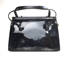 Load image into Gallery viewer, Vintage 50s Black Patent Leather Classic Ladylike Bag, Top Handle Bag,Side Opening Clasp w/Purse by Waldybag-Vintage Handbag, Kelly Bag-Brand Spanking Vintage