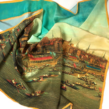 Load image into Gallery viewer, Stunning Large Silk Scarf National Maritime Museum Canaletto Thames w/St Paul's Cathedral 1747/48-Scarves-Brand Spanking Vintage
