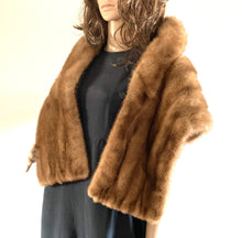Load image into Gallery viewer, Vintage 50s Glamorous Pastel Mink Stole with Collar and Silk Lining-Accessories, For Her-Brand Spanking Vintage