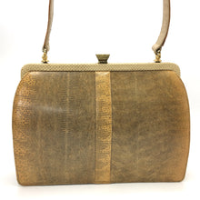 Load image into Gallery viewer, Vintage Handbag In Pale Gold/Cream/Brown/Grey Monitor Lizard Skin In Classic Design From Mappin & Webb-Vintage Handbag, Exotic Skins-Brand Spanking Vintage