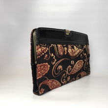 Load image into Gallery viewer, Vintage 70s/80s Red Black and Gold Paisley Chenille Tapestry and Black Patent Leather Clutch Shoulder Chain Bag-Vintage Handbag, Clutch Bag-Brand Spanking Vintage

