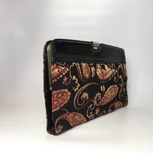 Load image into Gallery viewer, Vintage 70s/80s Red Black and Gold Paisley Chenille Tapestry and Black Patent Leather Clutch Shoulder Chain Bag-Vintage Handbag, Clutch Bag-Brand Spanking Vintage
