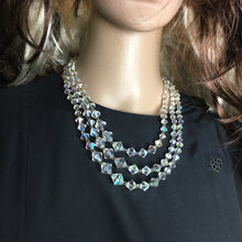 Load image into Gallery viewer, Fabulous Triple Stand Vintage 50s Aurora Borealis Crystal Necklace Adjustable Length-Accessories, For Her-Brand Spanking Vintage