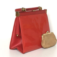 Load image into Gallery viewer, Vintage 50s/60s Lipstick Red Patent Leather Handbag Coin Purse By Riviera-Vintage Handbag, Top Handle Bag-Brand Spanking Vintage