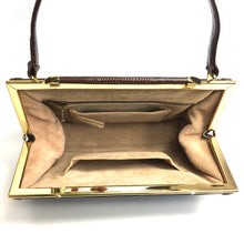 Load image into Gallery viewer, Vintage Marquessa 50s/60s Dark Chocolate Lizard Skin Top Handle Bag Unused-Vintage Handbag, Exotic Skins-Brand Spanking Vintage