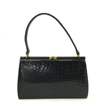 Load image into Gallery viewer, Gorgeous Vintage 50s/60s Black Crocodile Skin Classic Ladylike Bag By Mappin and Webb-Vintage Handbag, Exotic Skins-Brand Spanking Vintage
