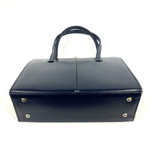 Load image into Gallery viewer, Vintage 50s/60s Classic Twin Handle Handbag with Exquisite Gilt Clasp in Navy Leather By Garfields of London-Vintage Handbag, Kelly Bag-Brand Spanking Vintage
