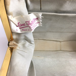 Vintage 50s/60s Dainty Buttercream Lizard Skin Top Handle Bag by Jane Shilton-Vintage Handbag, Exotic Skins-Brand Spanking Vintage