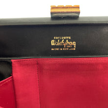 Load image into Gallery viewer, Vintage 50s/60s Wide Slim Black Grosgrain Waldybag with Fuchsia Silk Lining/ Silk Coin Purse Made in England-Vintage Handbag, Top Handle bag-Brand Spanking Vintage