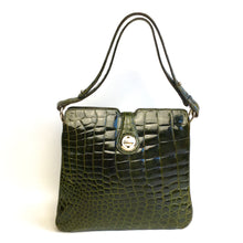 Load image into Gallery viewer, Vintage 60s 70s Fabulous Harrods Green Crocodile Skin Handbag/Shoulder Bag Made in France-Vintage Handbag, Exotic Skins-Brand Spanking Vintage
