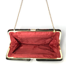 Load image into Gallery viewer, Vintage 70s/80s Red Black and Gold Paisley Chenille Tapestry and Black Patent Leather Clutch Shoulder Chain Bag-Vintage Handbag, Clutch Bag-Brand Spanking Vintage