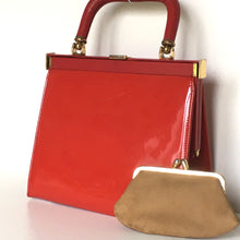Load image into Gallery viewer, Vintage 50s/60s Lipstick Red Patent Leather Handbag Coin Purse By Riviera-Vintage Handbag, Top Handle Bag-Brand Spanking Vintage