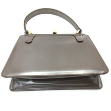 Load image into Gallery viewer, Vintage 50s/60s Lodix Taupe/Mushroom Pearlescent Leather Bag with Matching Purse and Mirror-Vintage Handbag, Kelly Bag-Brand Spanking Vintage